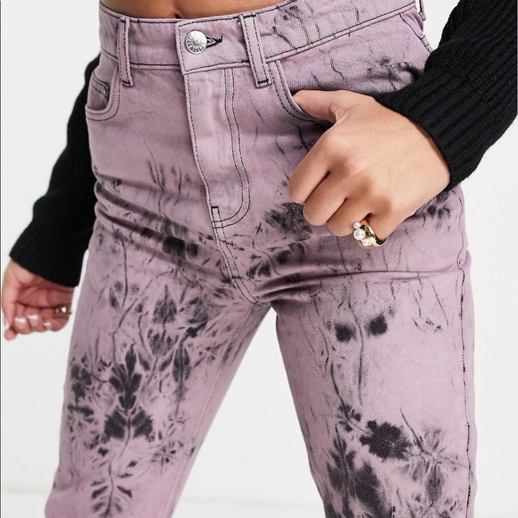 ASYOU Straight Puddle Jeans in Pink Tie Dye - Picture 2 of 3